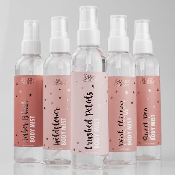 Marina & Demme Body Mist Collection 5 Bottle Set Crushed Petals Wildflower Pink - Picture 1 of 2